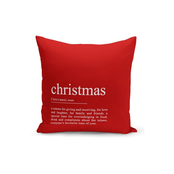 Raudonas kalėdinis dekoratyvinis pagalvės užvalkalas Kate Louise Christmas Noel, 43 x 43 cm