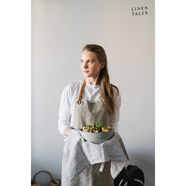 Iš lino virtuvės rankšluostis 45x65 cm Thin Black Stripes – Linen Tales-image-1