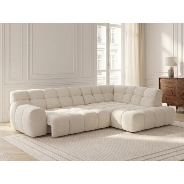Baltos spalvos sulankstoma/ar elektrisko sēdekļa regulēšanu kampinė sofa (su dešiniuoju kampu/„L“ formos) Andre – Bobochic Paris-image-2