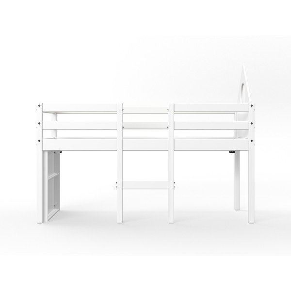 Balta pakelta namo formos lova iš pušies medienos Flexa White, 70 x 160 cm-image-1