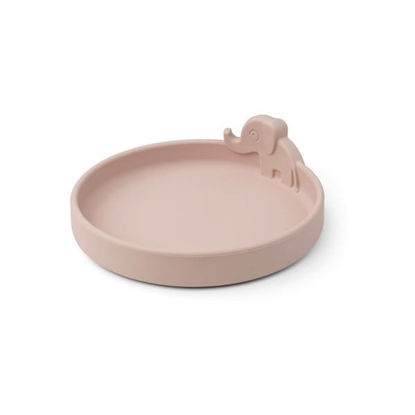 Rožinė silikoninė lėkštė kūdikiams ø 16 cm Elphee - Done by Deer