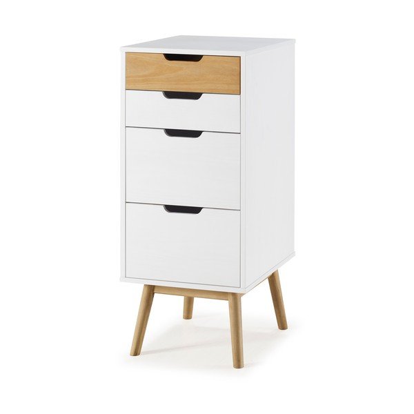 Rudos ir baltos spalvos pušies masyvo komoda Marckeric Baku, 40 cm pločio-image-2
