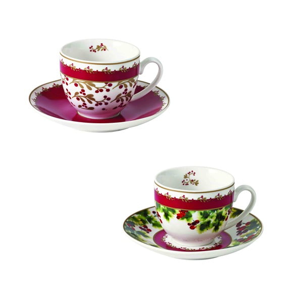 2 porcelianinių puodelių rinkinys su lėkštutėmis Brandani Le Bacche