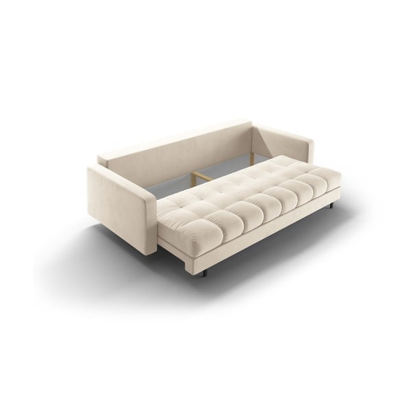 Kreminės spalvos iš velveto sulankstoma/su sandėliavimo vieta sofa 222 cm Bali – Cosmopolitan Design-image-4