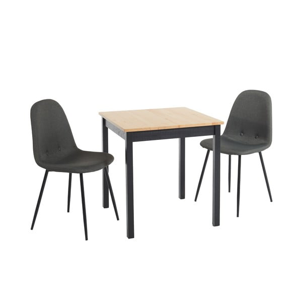 Valgomojo baldų komplektas Bonami Essentials su stalu Sydney ir juodomis kėdėmis Lissy