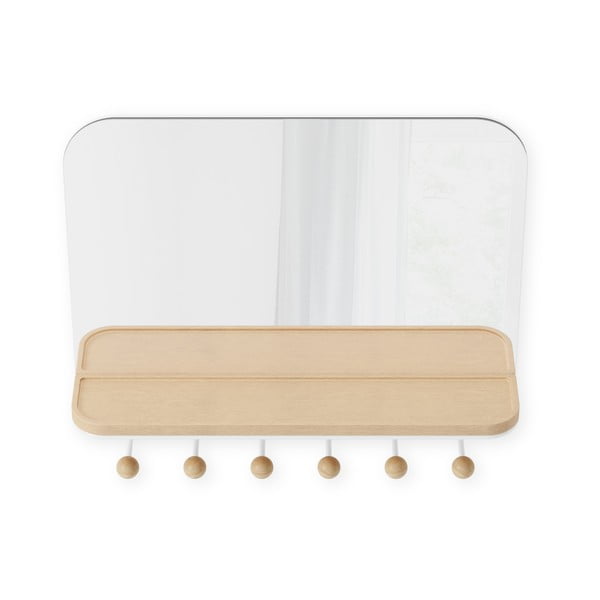 Balta natūralaus buko medžio sieninė pakaba su lentyna Estique - Umbra-image-4