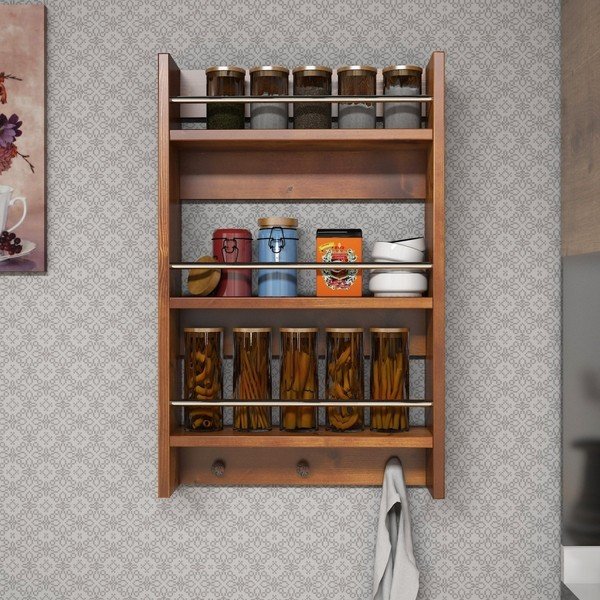 Sieninė medinė virtuvės lentyna "Selo Walnut-image-3