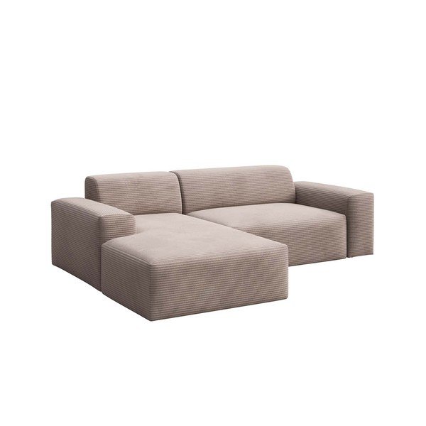 Sulankstoma kampinė sofa smėlio spalvos iš kordinio velveto (su kairiuoju kampu) Fluvio – MESONICA-image-2