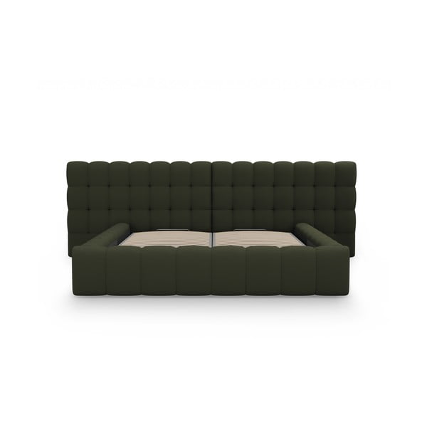Dvigulė lova žalios spalvos audiniu dengta su sandėliavimo vieta su lovos grotelėmis 180x200 cm Mamaia – Micadoni Home-image-4