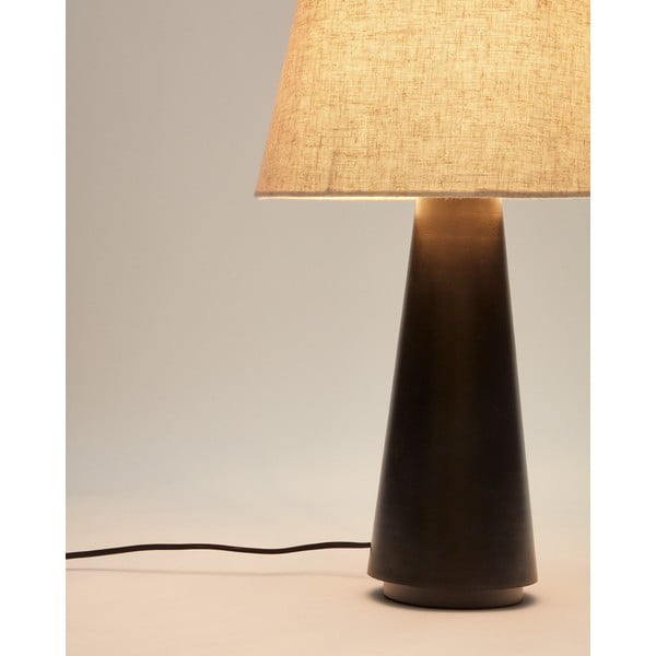 Stalinis šviestuvas juodos spalvos/smėlio spalvos (aukštis 60 cm) su tekstiliniu gaubtu Torrent – Kave Home-image-2