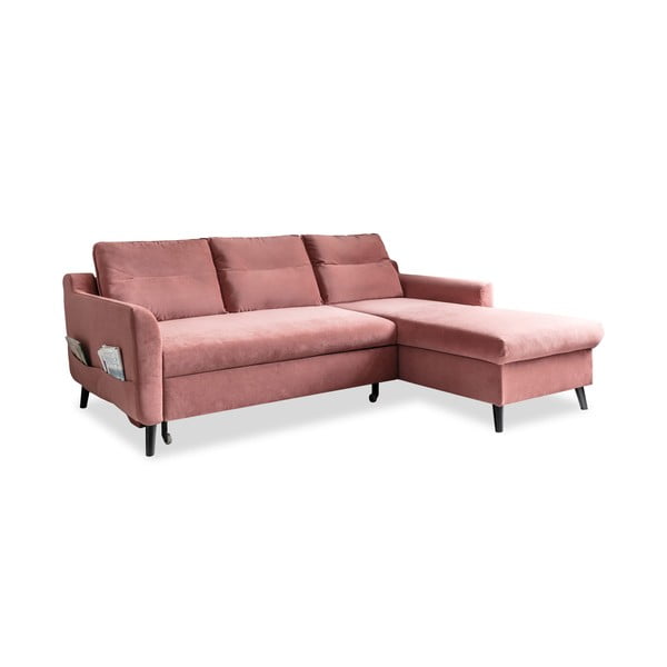 Rožinė velvetinė kampinė sofa Miuform Stylish Stan, dešinysis kampas-image-3