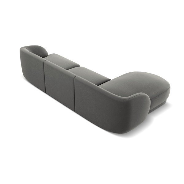 Pilka aksominė kampinė sofa (kairysis kampas) Miley - Micadoni Home-image-3