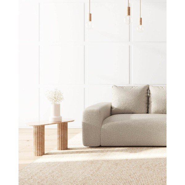 Kampinė sofa kreminės spalvos iš boucle (su dešiniuoju kampu) Feiro – MESONICA-image-4