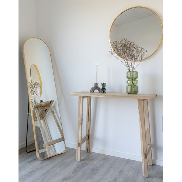 Iš tikmedžio masyvo konsolinis staliukas natūralios spalvos 30x90 cm Girona – House Nordic-image-1