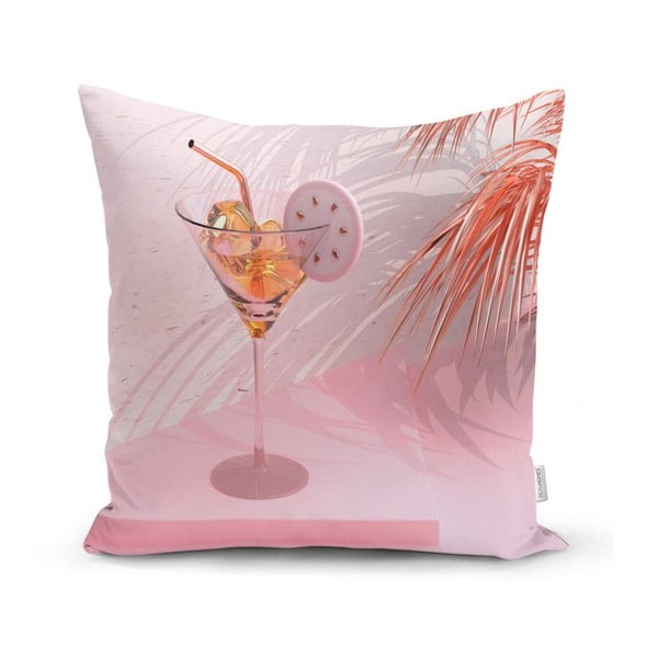 Minimalistiniai pagalvėlių užvalkalai "Drink With Pink BG", 45 x 45 cm