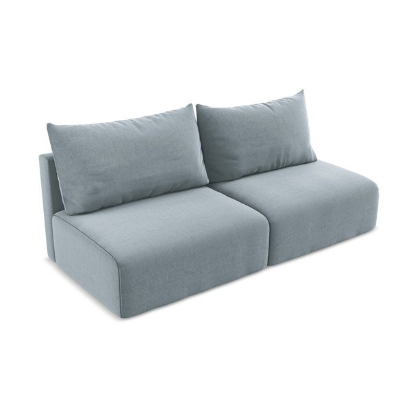 Mėlynos spalvos sulankstoma/su sandėliavimo vieta sofa iš velveto 216 cm Kalena – Makamii-image-3