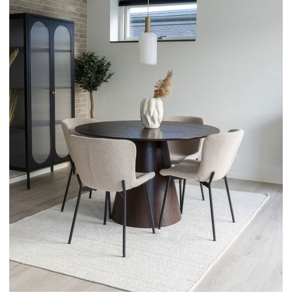 Apvalios formos valgomojo stalas su riešutmedžio dekoro stalviršiu ø 120 cm Bolton – House Nordic-image-1