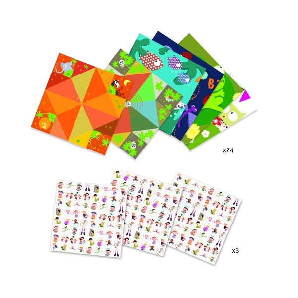 8 origami popierių su lipdukais rinkinys Djeco Fortune-image-2