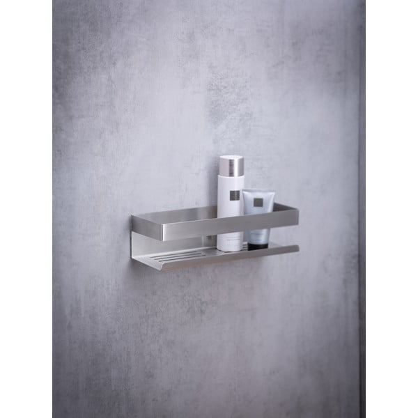 Matinės sidabrinės spalvos savaime prilimpanti vonios lentyna iš nerūdijančio plieno Genova – Wenko-image-3