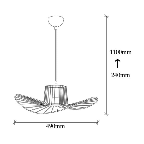 Juodos spalvos kabantis šviestuvas ø 50 cm su metaliniu gaubtu Tel – Opviq lights-image-3