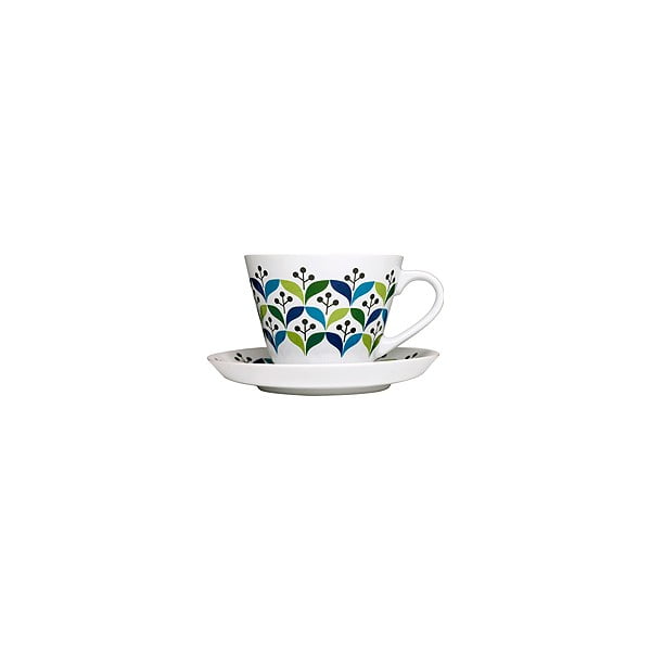 Porcelianinis puodelis su lėkštele "Retro Sagaform
