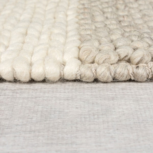 Rankų darbo iš vilnos mišinio kilimas smėlio spalvos 60x230 cm Minerals Patchwork – Flair Rugs-image-4