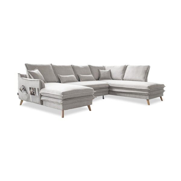 Sulankstoma kampinė sofa smėlio spalvos (su dešiniuoju kampu/„U“ formos) Charming Charlie – Miuform
