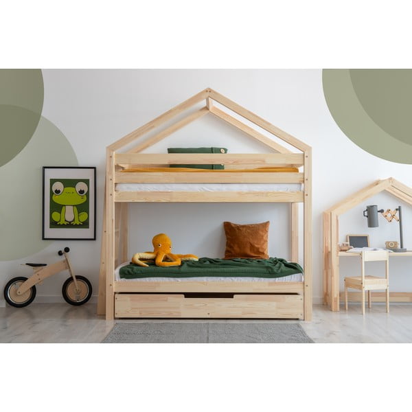 Natūralios spalvos vaikiška lova su sandėliavimo vieta su lovos grotelėmis 80x160 cm DMPB – Adeko-image-1