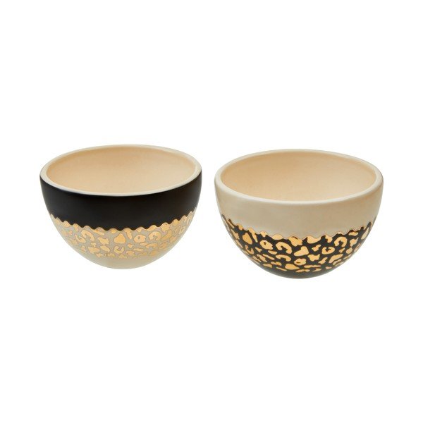 Maži dubenys kreminės spalvos/auksinės spalvos iš akmens masės 2 vnt. 180 ml London – Premier Housewares-image-3