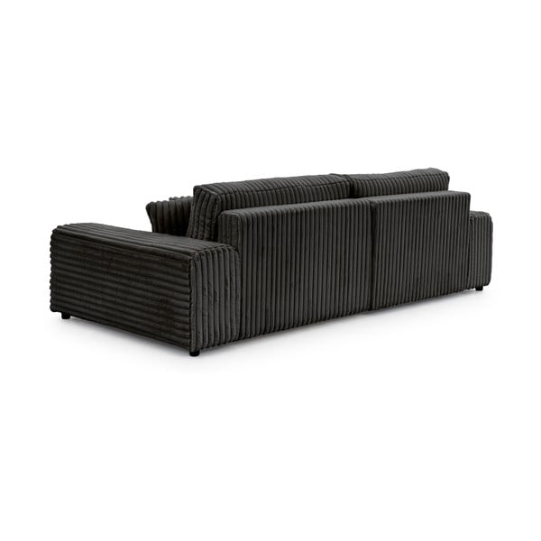 Tamsiai pilkos spalvos iš kordinio velveto sulankstoma/su sandėliavimo vieta kampinė sofa (su kairiuoju kampu) Sarina – Ropez-image-3