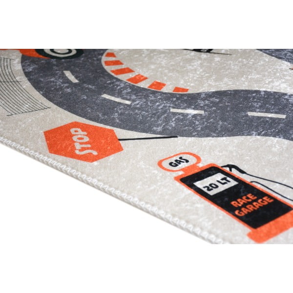 Skalbiamas kreminės spalvos vaikiškas žaidimų kilimas 80x120 cm Race Garage – Vitaus-image-2