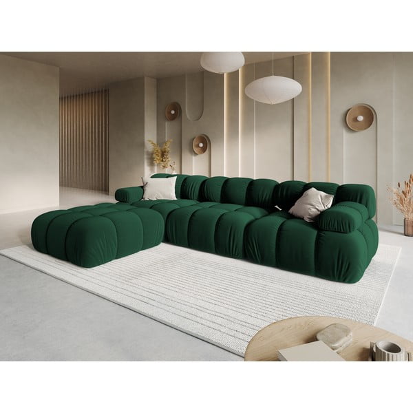 Kampinė sofa žalios spalvos iš velveto Bellis – Micadoni Home-image-1