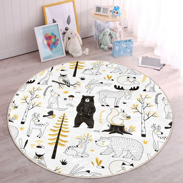 Vaikiškas kilimas geltonos spalvos/baltos spalvos ø 100 cm Comfort – Mila Home-image-4