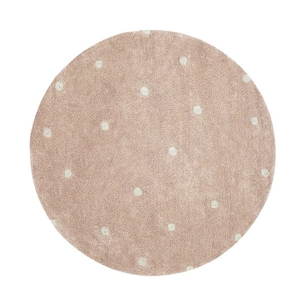 Skalbiamas/rankų darbo iš medvilnės vaikiškas kilimas šviesiai rožinės spalvos ø140 cm Round Dot Rose – Lorena Canals