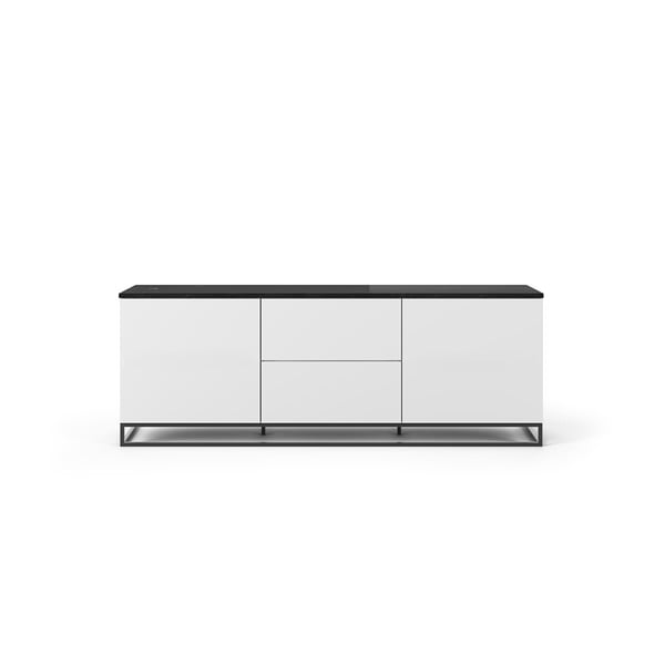 Baltas televizoriaus staliukas su tamsaus marmuro stalviršiu ir juodomis kojomis, 180 x 65 cm Join - TemaHome