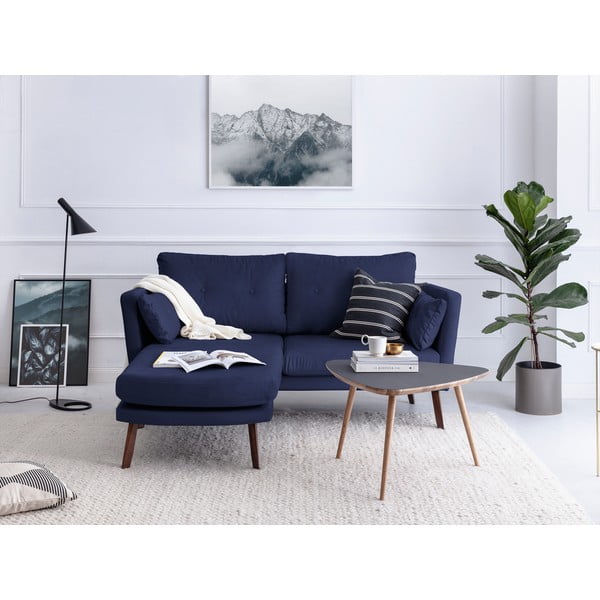 Tamsiai mėlyna trijų vietų sofa "Mazzini Sofas Elena", su šezlongu kairiajame kampe-image-1