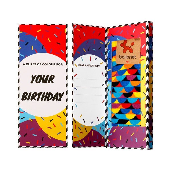 Ballonet Socks Happy Birthday Socks kortelė su saulėlydžiu, 41 - 46 dydis-image-1