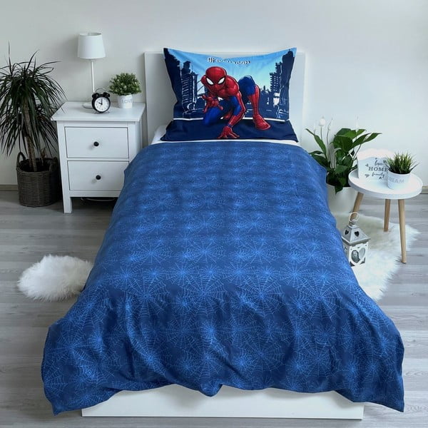 Mėlynos spalvos iš medvilnės viengulė vaikiška patalynė 140x200 cm Spider-man "Blue" – Jerry Fabrics-image-2