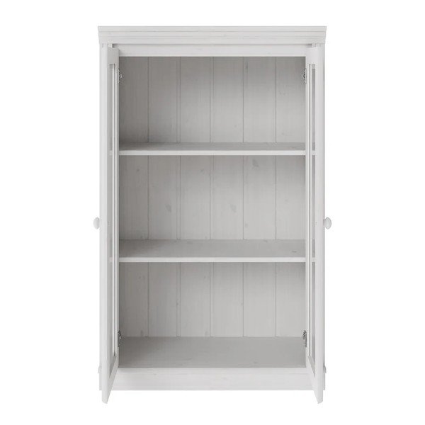 Baltos spalvos iš pušies masyvo vitrina 74x118x35 cm Anita – Støraa-image-2