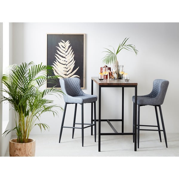 Iš dirbtinės odos baro taburetė pilkos spalvos (sėdynės aukštis 77 cm) Ottowa – Unique Furniture-image-1