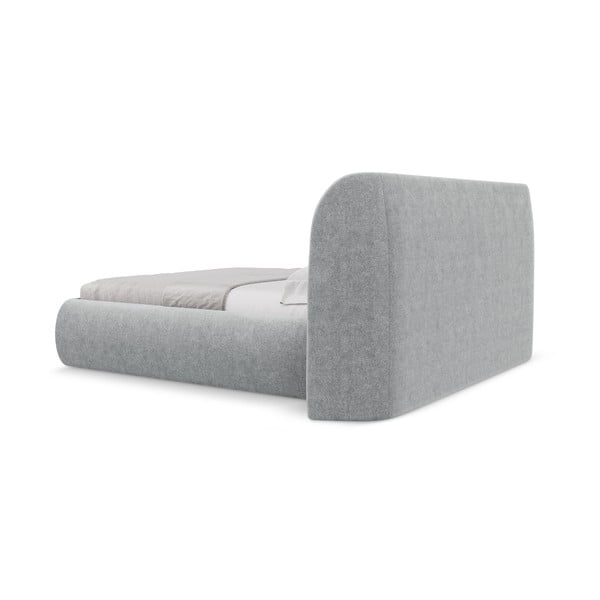 Šviesiai pilkos spalvos dvigulė lova audiniu dengta su sandėliavimo vieta su lovos grotelėmis 180x200 cm Hauke – Makamii-image-4