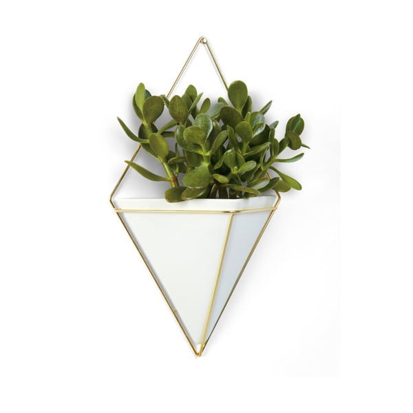 Baltas keraminis kabantis vazonas su aukso spalvos dizainu Umbra Trigg-image-3