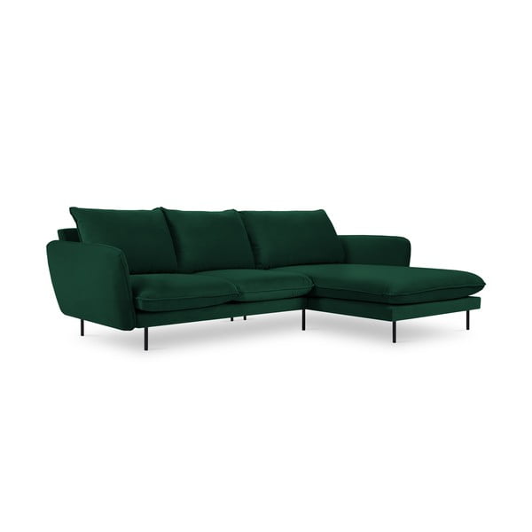 Tamsiai žalia aksominė kampinė sofa (dešinysis kampas) Vienna - Cosmopolitan Design