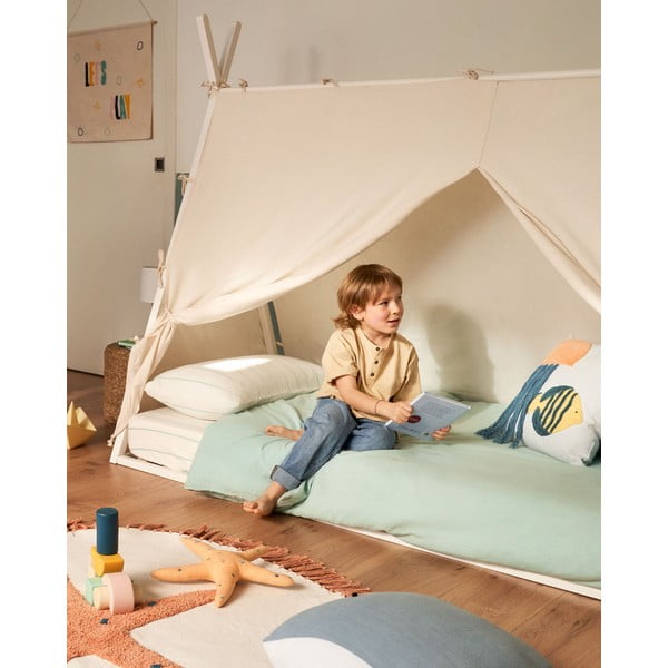 Baltos spalvos naminė iš buko masyvo vaikiška lova su lovos grotelėmis 90x190 cm Maralis – Kave Home-image-2