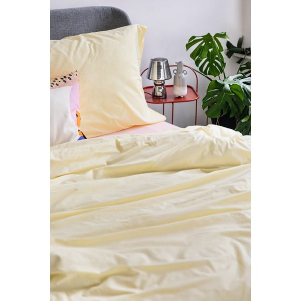 Šviesiai geltona medvilninė dvivietė patalynė Bonami Selection, 200 x 220 cm-image-4