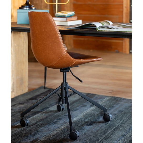 Dutchbone Franky rudos spalvos biuro kėdė ant ratukų-image-1