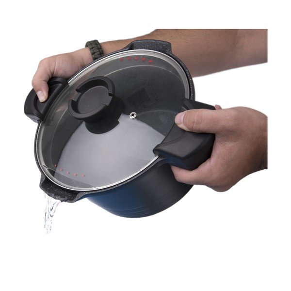 Hrnec s nepřilnavým povrchem Pfluon Granit se skleněnou poklicí Orion Pasta Grande, 5,5 l-image-3