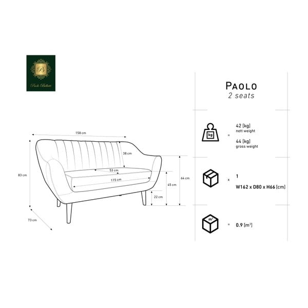Mėlyna dvivietė sofa Mazzini Sofas Benito-image-3