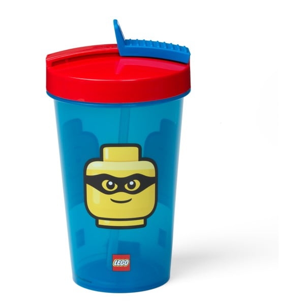 Mėlynas puodelis su raudonu dangteliu ir šiaudeliu LEGO® Iconic, 500 ml-image-2