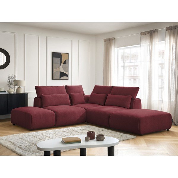 Raudonos spalvos reguliuojama modulinė kampinė sofa Jana – Bobochic Paris-image-4